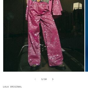 Pink Sequin Wide-Leg Pants